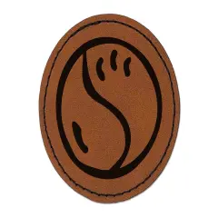 Tennis Ball Cute Round Iron-On Engraved Faux Leather Patch Applique - 2.5" Brown