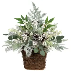 Northlight Berries and Pinecones Frosted Artificial Christmas Decoration - 28" Green