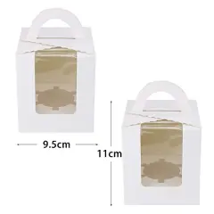 60 Pieces White Single Cupcake Boxes, Clear Window Inserts Handle Cupcake Muffins Cupcake Carriers Pastry Containers Bakery Wrapping Party Favor Packing For Wedding Cupcake Favor Boxes