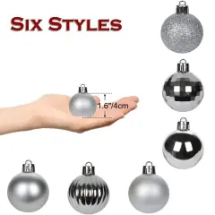 Kitcheniva Shatterproof Christmas Balls 60 Pcs Silver