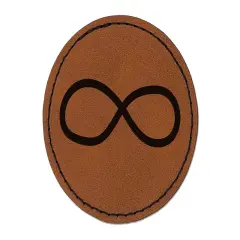 Infiniti Symbol Sketch Solid Round Iron-On Engraved Faux Leather Patch Applique - 2.5" Brown