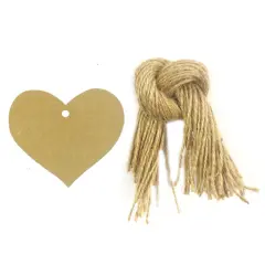 Wrapables 50 Gift Tags with Free Cut Strings, True Heart, Brown