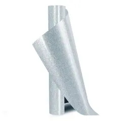 Kitcheniva 10"x5ft Glitter Heat Transfer Vinyl Rolls Iron On Heat Press T-Shirt Clothing DIY Gliiter silver