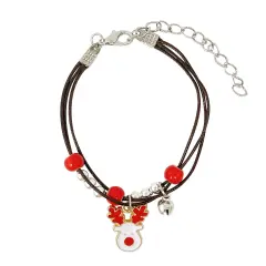 Wrapables Friendship Beaded Enamel Charm Bracelet, Reindeer