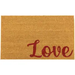 Northlight Natural Coir "Love" Outdoor Doormat 18" x 30" Brown