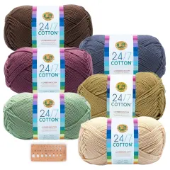 Lion Brand Yarn - 24/7 Cotton - 6 Skein Assortments Mountain