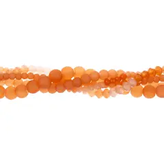 Crystal Lane DIY Solar Orange Twisted Glass & Pearls Beads, 5 Strands