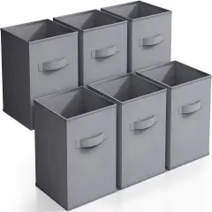 Sorbus Fabric Collapsible Cube Storage Bins Set (6 Pack) Gray