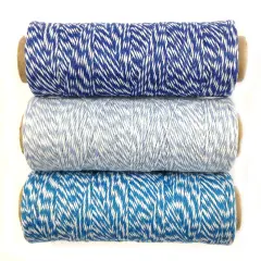 Wrapables Cotton Baker's Twine 4ply 330 Yards (Set of 3 Spools x 110 Yards) for Gift Wrapping, Party Decor, and Arts and Craft (Navy, Blue Grey, Blue)