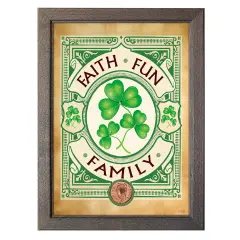Irish- Faith, Fun, Family with Irish Penny Coin in 5x7 Frame