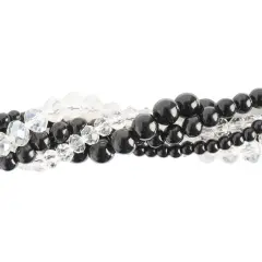 Crystal Lane DIY Black Dalia Twisted Glass & Pearls Beads, 5 Strands