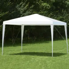 10' x 10' White PE Outdoor Wedding Party Canopy Tent and Powder Coated Steel Frame