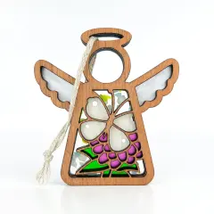 3.5" (H) Cabbage Butterfly with Clover Flower Ornament - Handcrafted in Texas - Mother's Angels&reg; Christmas Angel Wings Figurine