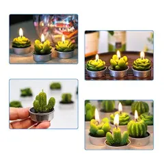 12 Pieces Cactus Tealight Candles,Handmade Delicate Succulent Cactus Candles for Party Wedding Spa Home Decoration Gifts