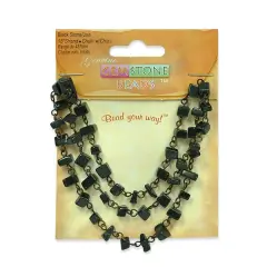 6 Packs of Black Stone Chain with Chips - 18" Strand
