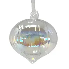 Clear Iridescent Glass Christmas Ornament