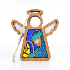 3.5" (H) Christmas Nativity Joseph Ornament - Handcrafted in Texas - Mother's Angels&reg; Christmas Angel Wings Figurine