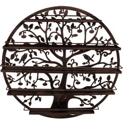 Sorbus Wall Mounted 5-Tier Nail Polish Rack Holder - Tree Silhouette Round Metal Salon Wall Art Display Bronze
