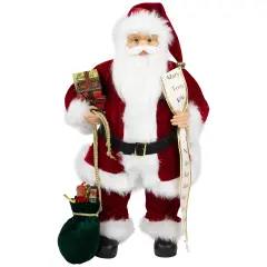 Northlight Standing Santa Claus with List Christmas Figure - 24" Red
