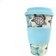 TINYMILLS Sea Turtle 14oz Travel Mug - Eco-Friendly Reusable Plant Fiber Travel Mug