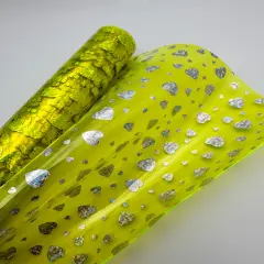 Yellow Holographic Heart Clear Vinyl