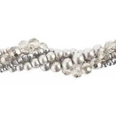 Crystal Lane DIY Silver Brunia Twisted Glass & Pearls Beads, 5 Strands