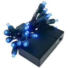 20 Blue 5mm LED Battery Operated Lights with Green Wire