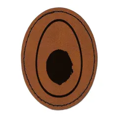 Egg and Yolk Round Iron-On Engraved Faux Leather Patch Applique - 2.5" Brown