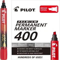 Premium 400 Permanent Markers, Broad Point Chisel Tip, Red (SA4-RED) (44115)