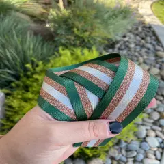 Evergreen /Gold / White 1.5&rdquo; Seatbelt Webbing