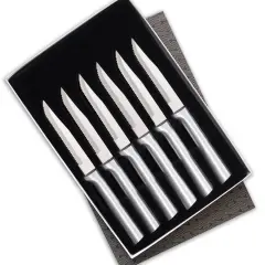 Rada Kitchen Knives Boxed Set, 6 Piece Serrated Blade Steak Knife Stainless Steel Cutlery Gift Set, Cut Any Cooked Meat