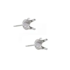 JewelrySupply Sterling Silver Snap & Set Earrings 4mm Round 4 Prong (1 Pair of Sterling Silver Earrings)