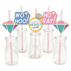 Big Dot of Happiness Just Engaged - Colorful - Paper Straw Decor - Engagement Party Striped Decorative Straws - Set of 24
