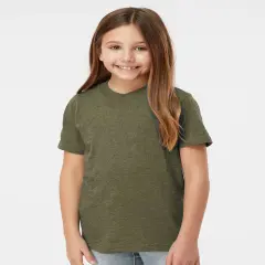 Tultex&reg; Youth Fine Jersey Crew Neck Short Sleeve T-Shirt Hthr military green