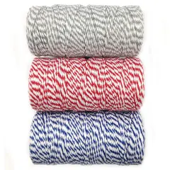 Wrapables Cotton Baker's Twine 12ply 330 Yards (Set of 3 Spools x 110 Yards) for Gift Wrapping, Party Decor, and Arts and Crafts (Grey, Red, Navy)