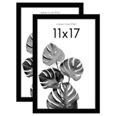 Americanflat Gallery Picture Frame - Set of 2 - Photo Frame for Wall Decor - Shatter Resistant Glass - Adjustable Hanging Hardware - Includes Easel for Tabletop Display - Black