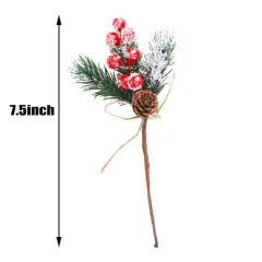 10 Pieces Christmas Berries Pine Cones for DIY Crafts-Christmas Tree Picks Spray Evergreen Artificial Pine Branches Holly Stem,Xmas Garland D&eacute;cor,Gift Wrap Embellishment (Red)