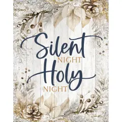 Silent Night Timberland Wood Plaque Wall Art - 11.75 inches x 15 inches