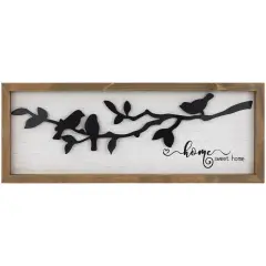 Northlight Home Sweet Home with Bird Silhouettes Wooden Wall Sign - 15" Black