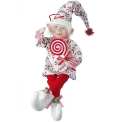 17" FABRIC BENDABLE CANDYCANE ELF