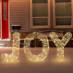 Northlight LED Lighted Twinkle "Joy" Metal Wire Outdoor Christmas Decoration - 16" - Gold