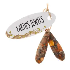 Earth's Jewels Semi-Precious 12x46mm Synthetic Imperial Jasper Orange Teardrop Pendants