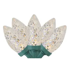 Northlight LED Faceted C7 Christmas Lights - Warm White - 66' Green Wire - 100ct Clear