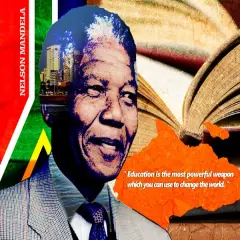 Nelson Mandela Poster Education is Powerful Weapon Art Print, 24"x18", Unframed