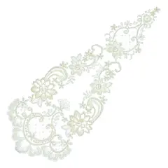 Vintage Oriental Flower Bridal Applique/Patch Ivory