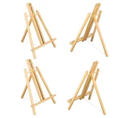 4Pc Wooden Easel,16"Table Top Easel,Easel for Painting canvases,Foldable A Frame Wood Easel Adjustable Table Easel for Kids,Oil Water Painting,Students Classroom Etc.