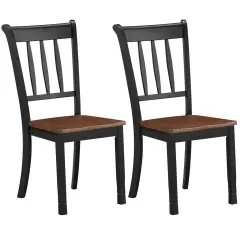 2 Pieces Solid Whitesburg Spindle Back Wood Dining Chairs Black