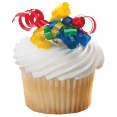Small 4-Color Primary Ribbon DecoPics&reg; Cupcake Decoration, 12ct