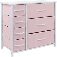 Sorbus Dresser with Drawers - Furniture Storage Tower Unit for Bedroom, Hallway, Closet, Office Organization - Steel Frame, Wood Top, Easy Pull Fabric Bins Pink