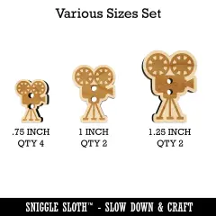 Film Movie Camera Wood Buttons for Sewing Knitting Crochet DIY Craft